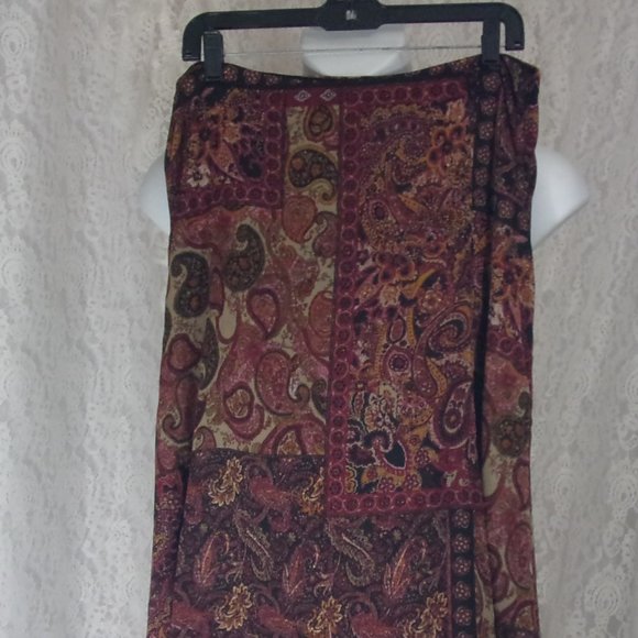 Paisley Rust Black Print Mini/Maxi Skirt Studio By Liz Claiborne - Picture 1 of 4